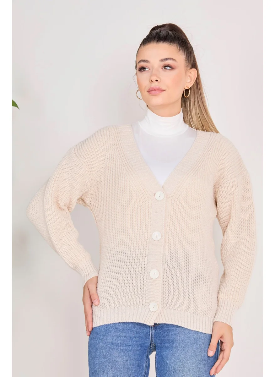 Tofisa 23090-CREAM Knitwear Cardigan