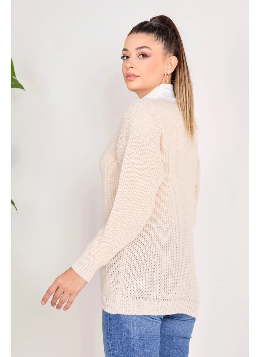 Tofisa 23090-CREAM Knitwear Cardigan