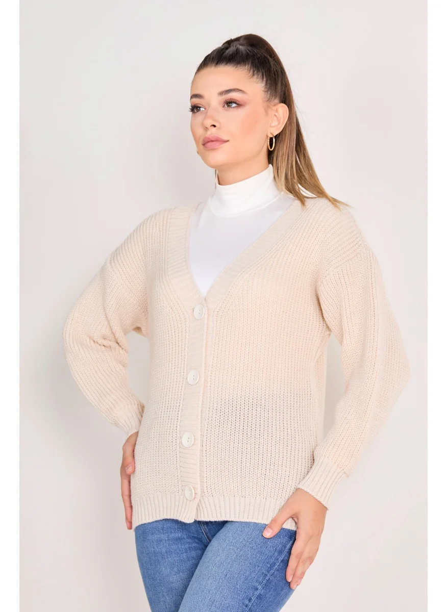 Tofisa 23090-CREAM Knitwear Cardigan
