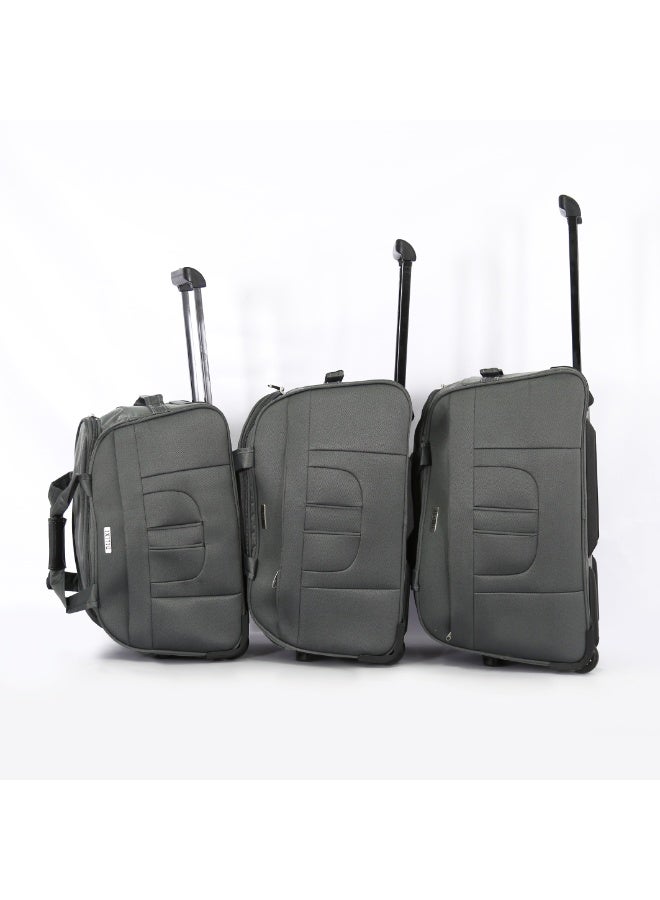 DILIXI مجموعة حقائب دفل ديلكسي، 3 قطع، رمادي، قماش أكسفورد ناعم، مزودة بعجلات ومقبض تلسكوبي - Image 1