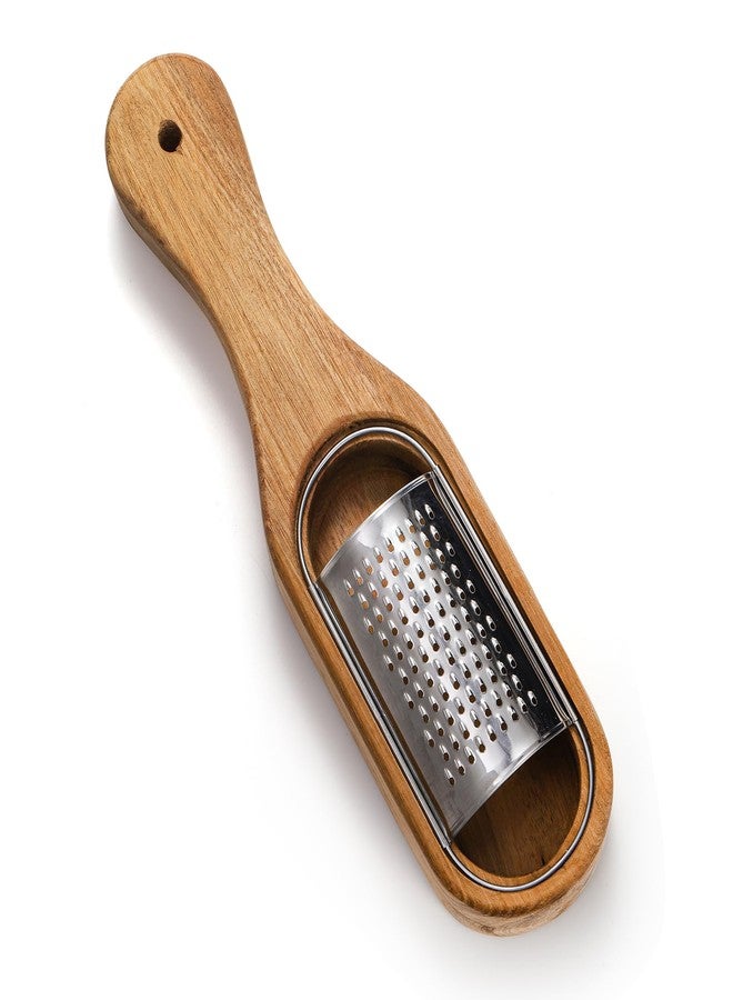 ZENFUN Removable SUS304 Stainless Steel Cheese Grater with Wooden Container, Acacia Wood Wooden Shredder, Citrus Zester, Perfect for Presenting Freshly Grated Cheese or Zest - Image 3