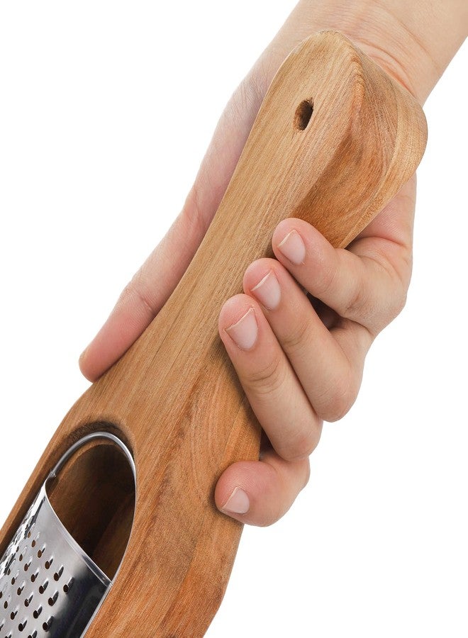 ZENFUN Removable SUS304 Stainless Steel Cheese Grater with Wooden Container, Acacia Wood Wooden Shredder, Citrus Zester, Perfect for Presenting Freshly Grated Cheese or Zest - Image 4