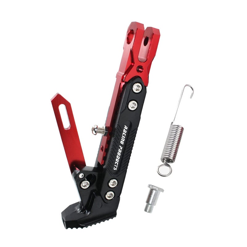 Adsspro Universal Motorcycle Kickstand Accessories Motor Scooter Modified CNC Aluminum Alloy Adjustable Tripod Holder Kickstand Foot Side Support Stand Motor Scooter Motorbike Motocross Dit Pit Bike