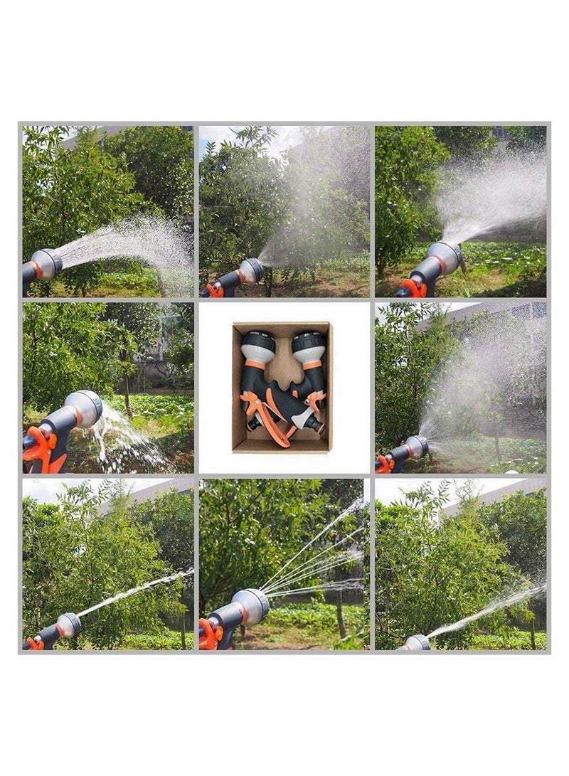 2 PCS Garden 8 Adjustable Patterns Water Gun,High Pressure Spray Nozzle Perfect for Watering plants, Car Washing, Shower Pets