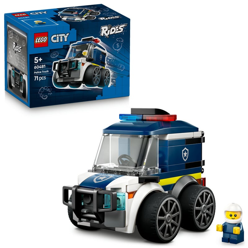 ليغو شاحنة الشرطة من LEGO® City Rides - مجموعة بناء سيارة شرطة صغيرة مع شخصية شرطي صغيرة - 60481 - Image 1