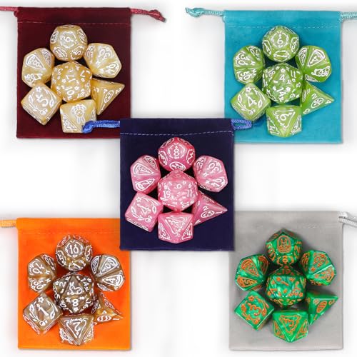 CiaraQ Polyhedral Dice Set DND Role Playing Dice for Dungeons and Dragons RPG Table Games MultiColor 35pcs - Image 5