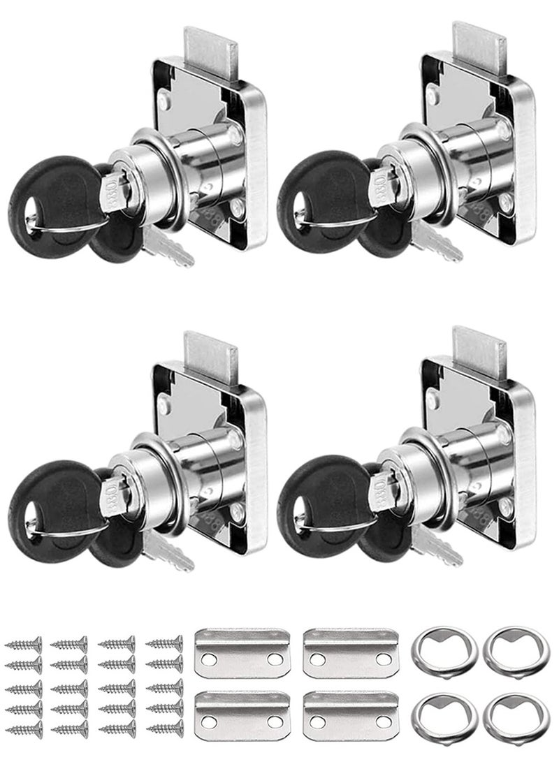SANMUGEED Cam Lock 22mm, 4PCS Security Cabinet Lock with Key Different Cupboard Lock for Furniture Cabinet Mailbox Drawer Household Office - Image 1
