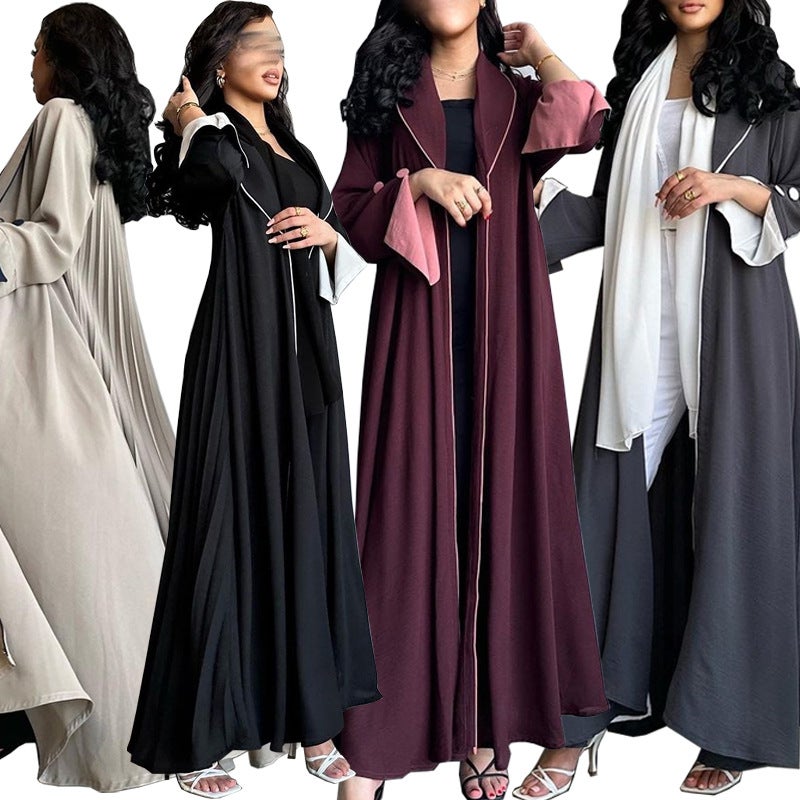 فستان طويل محتشم أنيق بلون سادة للنساء من بوليستر 100% - Image 1