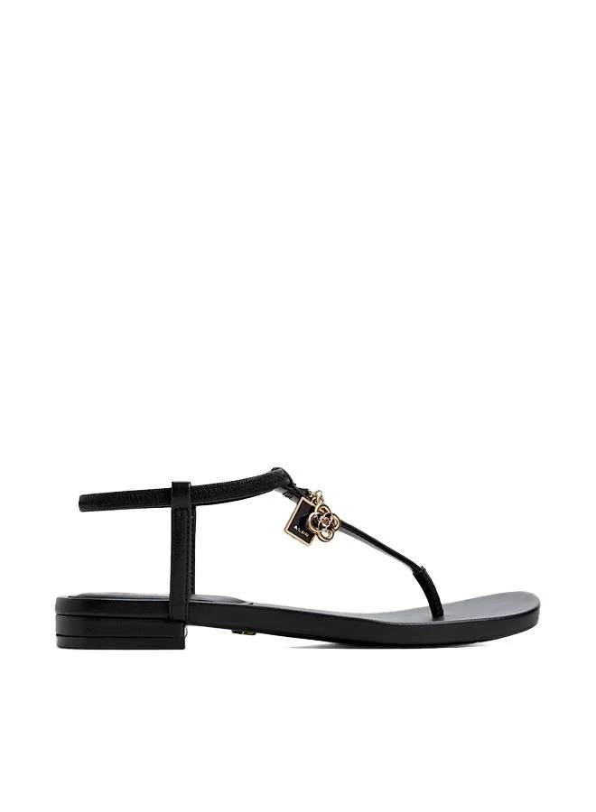 Adwelahar Ladies Black Flat Sandals