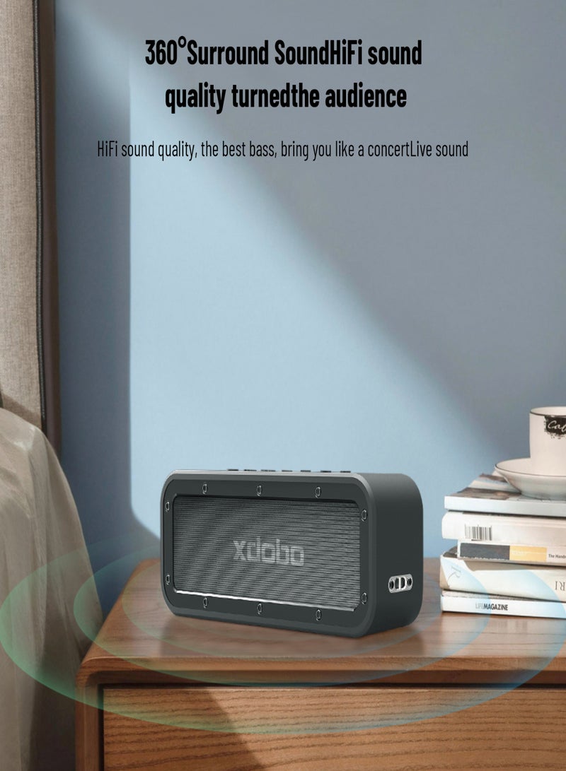 XDOBO Wake 1983 BT speaker IPX7 waterproof portable subwoofer wireless card insertion desktop speaker supports BT5.0/TF card/AUX audio/TWS interconnection - Image 2