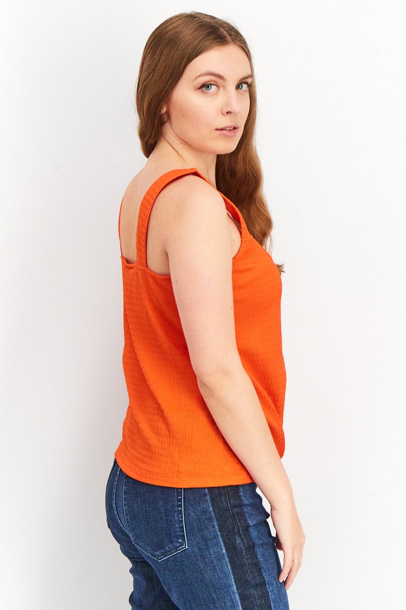 Sanctuary Women U Neck Sleeveless Textured Crop Top, Orange - Image 3
