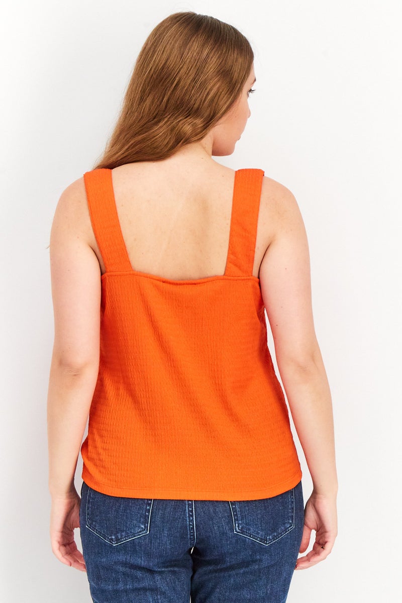Sanctuary Women U Neck Sleeveless Textured Crop Top, Orange - Image 4