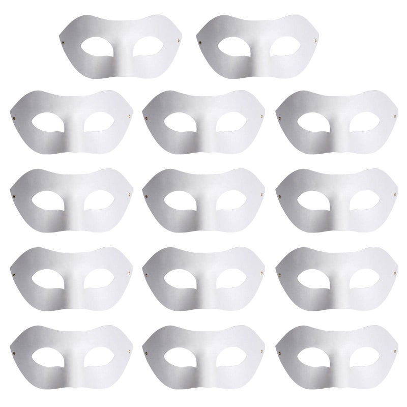 Yookat 14 Pieces Paper Art Masks White Craft Masks Paintable Paper Mask Mardi Gras Masquerade - Image 1
