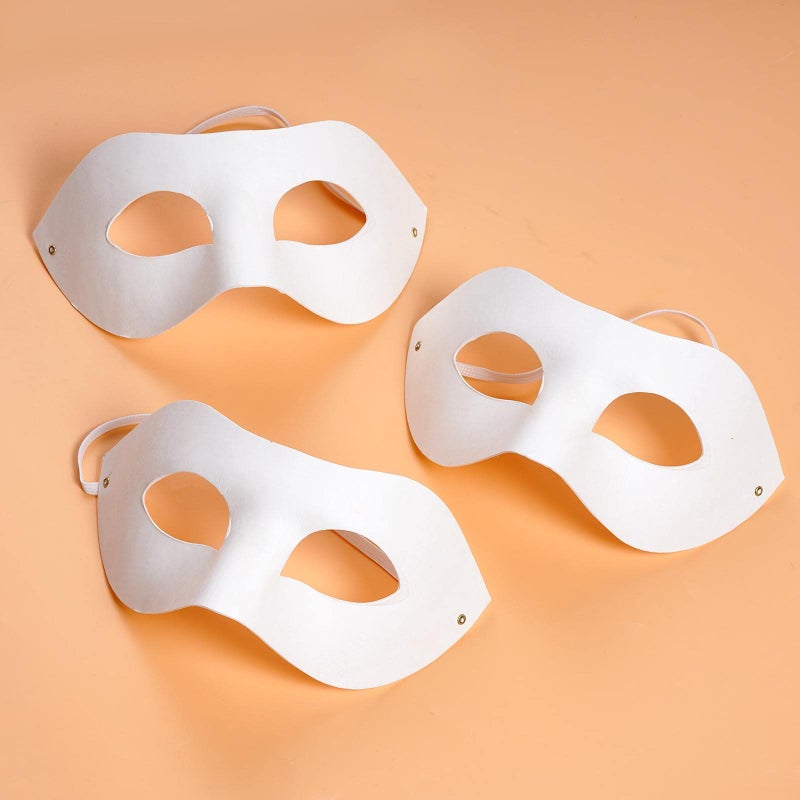 Yookat 14 Pieces Paper Art Masks White Craft Masks Paintable Paper Mask Mardi Gras Masquerade - Image 3