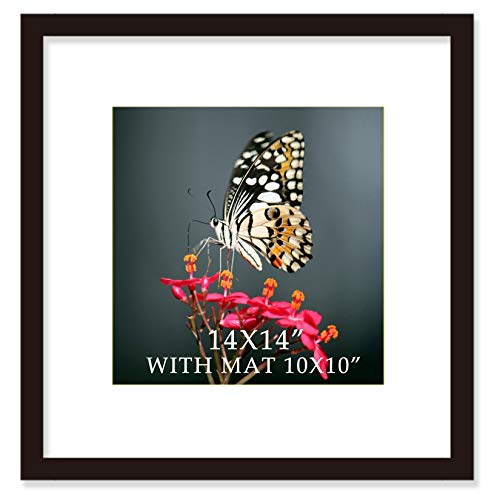 VITOIVE 14x14 Frame Black With Mat 10x10 Solid Wood Picture Frames Wall Mounting (1 pack, 14x14 Inch)… - Image 1