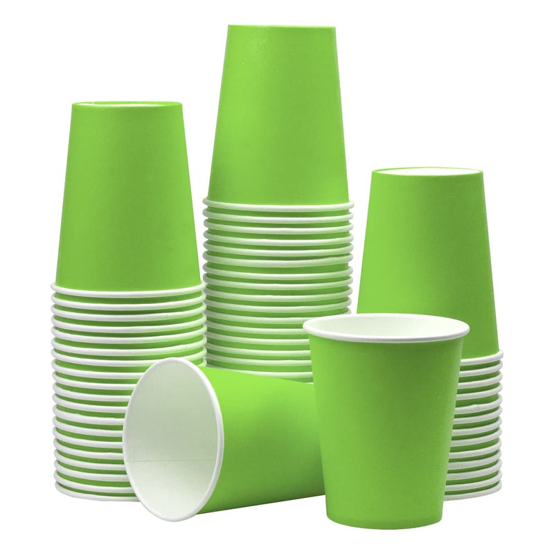 Yuxitia Disposable Paper Cups 60pcs Green Paper Cups For DIY Wedding Party Picnic BBQ Travel and Event 8OZ (Grass green) - Image 1