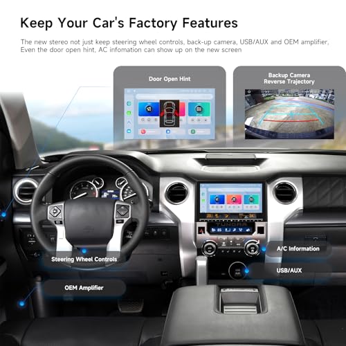 Dasaita Tundra Head Unit for 2014-2021 Toyota Tundra Upgrades with Wireless Carplay & Android Auto, Android 13 Radio, 8+256GB, DTS, Plug & Play Stereo, 10.2" QLED Screen, Voice Control, GPS Navigation - Image 3
