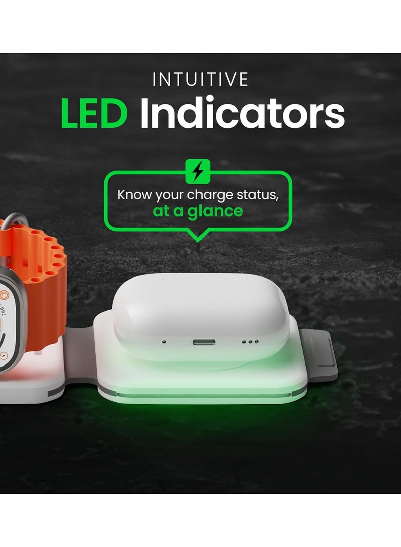 MUNTAQI 3 in 1 Wireless Charging Station – Foldable Magnetic Fast Charger for iPhone, Apple Watch & AirPods – 18W Qi-Certified Fast Charging Pad, Travel-Friendly Wireless Charger Dock Stand – Black - Image 3