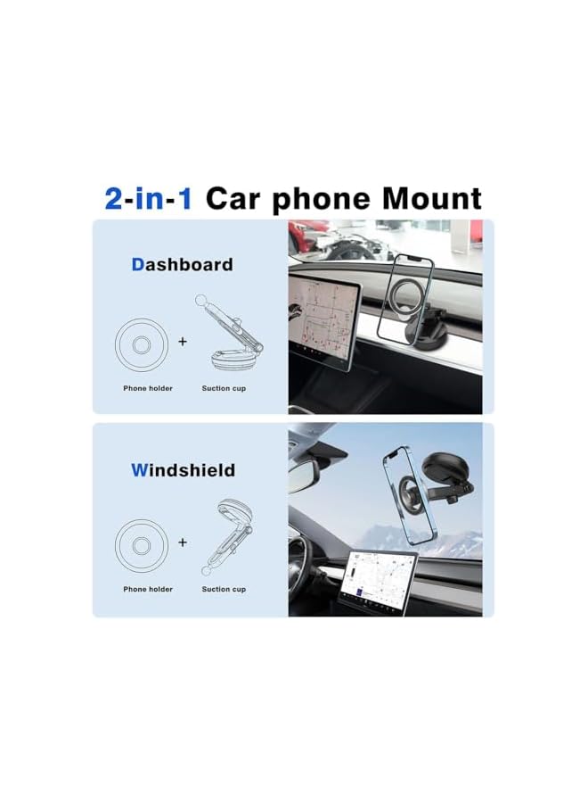 S-TOP Magnetic Phone Holder for Car – 360° Adjustable Vacuum Magnetic Suction Cup, Stretchable Car Mount for Smooth Surfaces, Compatible with iPhone and MagSafe Devices - Image 1