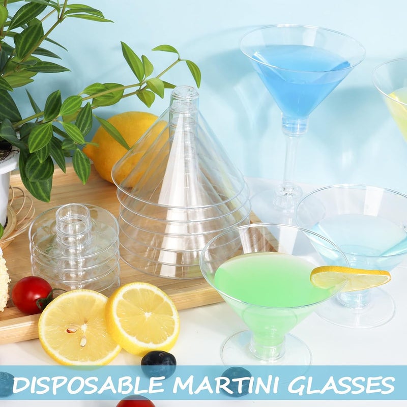 GGOLDMER 50 Sets Plastic Martini Glasses - 5 oz Disposable Cocktail Glasses with Stem, Disposable Tall Martini Glasses for Christmas New Year Party, Wedding, Wine, Margarita, Desserts, Ice Cream, Unbreakable - Image 5