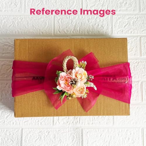 ADIKALA™ Handmade Artificial Big Peonies 3 Flower Bunch for Trousseau Packing, Ready to use Flower Brooch Hamper for Decoration, Gift Wrapping Flowers (3, Peach) - Image 2