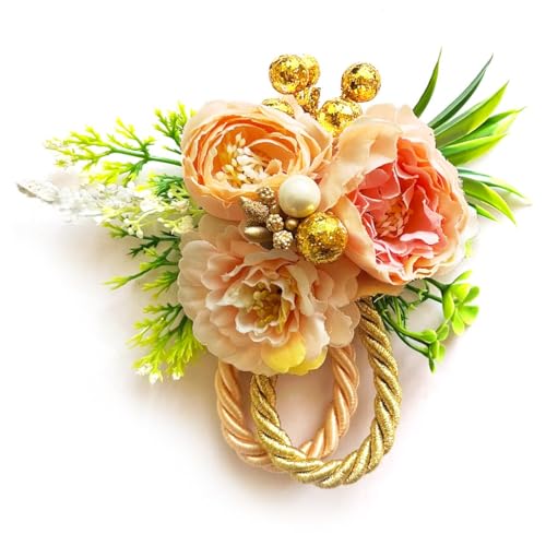 ADIKALA™ Handmade Artificial Big Peonies 3 Flower Bunch for Trousseau Packing, Ready to use Flower Brooch Hamper for Decoration, Gift Wrapping Flowers (3, Peach) - Image 5
