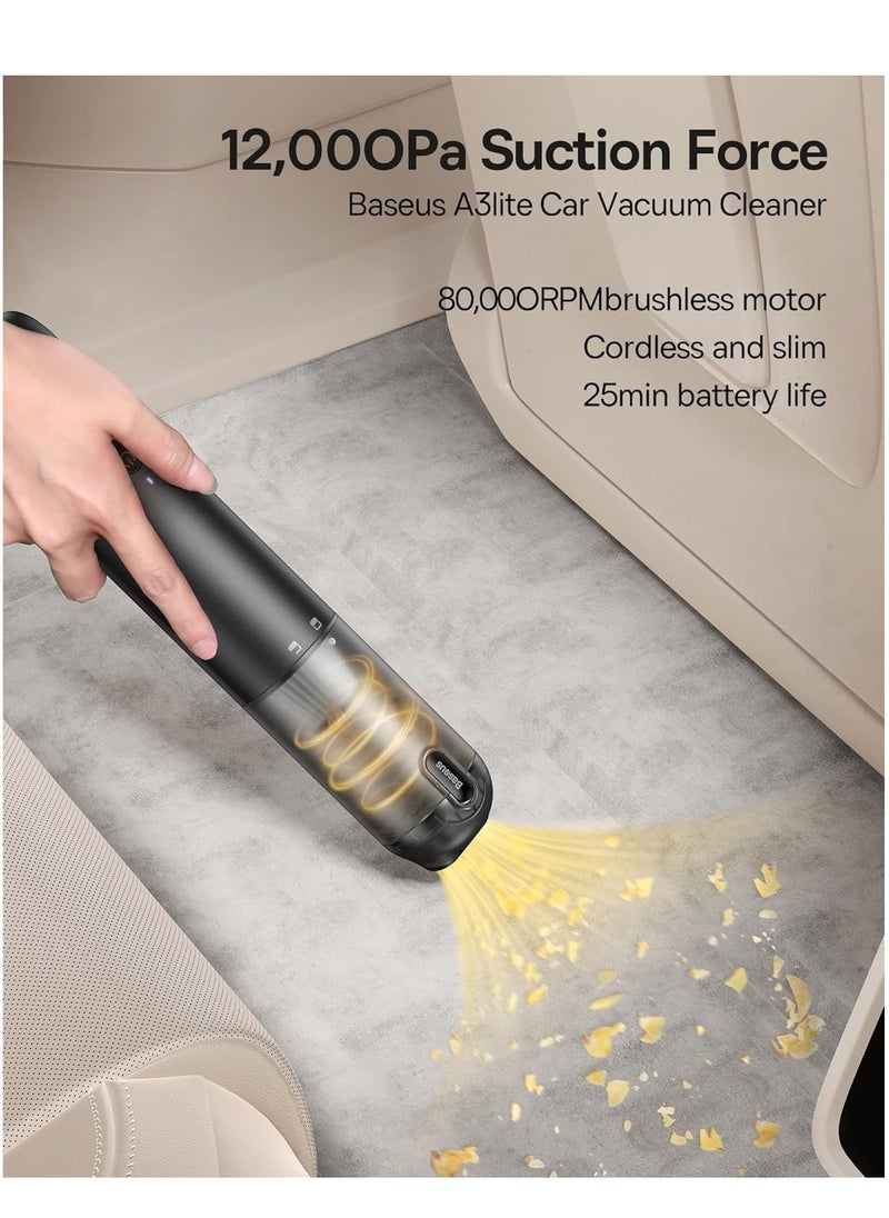 Baseus Car Vacuum Portable Cordless,12000Pa Handheld Car Vacuum Cleaner with USB C Fast Charging, Single Touch Empty, Multi-Function Air Blower Inflator Pump for Car, Swim Rings, Air Mattress, Pet Hair, Desk  - Image 2