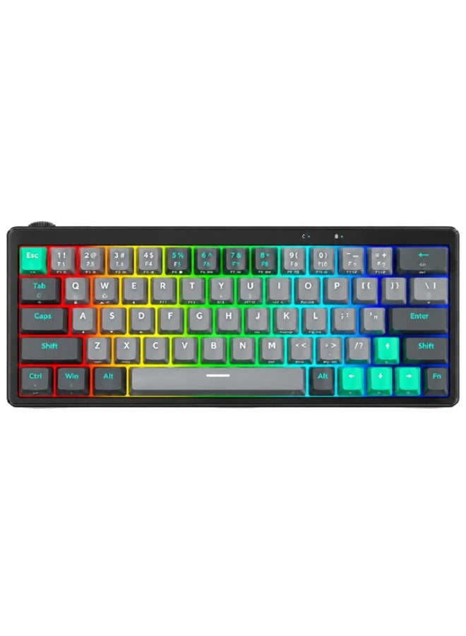لوحة مفاتيح الألعاب الميكانيكية Fantech ATOM PRO63 MK912 (مفاتيح زرقاء) - رمادي