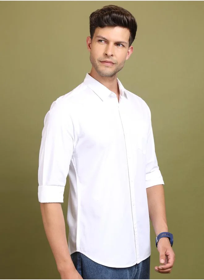 Ketch Slim Fit Slogan Print Cotton Casual Shirt by Styli
