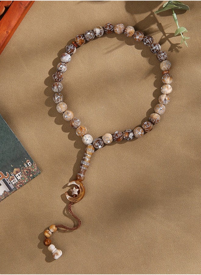 GRKC 33 Beads Tasbih Acrylic 12mm Prayer Beads Lightweight Durable，Brownish-Gray  - Image 1