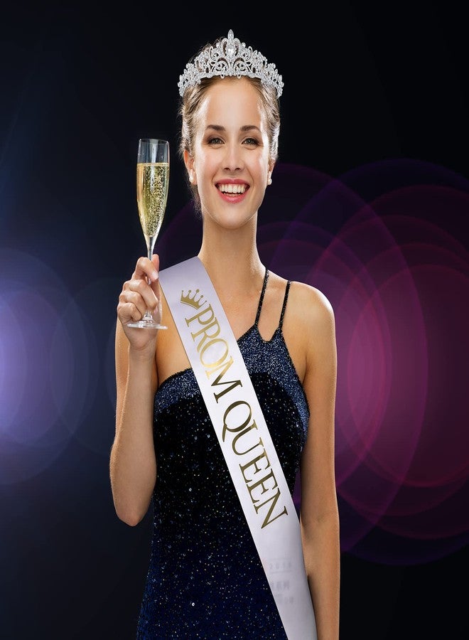 Saintrygo Prom Queen and King Sash Crowns Tiara 2025 Grad Crown Sash Headbands for Adult Halloween Wedding Cosplay(4 Pcs,Vintage Style) - Image 5