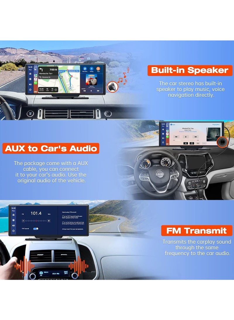Generic - Wireless CarPlay Car Stereo Receiver, 9.26 Inch Portable Touch Screen GPS Navigation for Cars, Bluetooth, Android Auto, Siri/Google Assistant, Black - Image 1