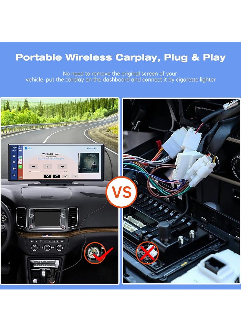 Generic - Wireless CarPlay Car Stereo Receiver, 9.26 Inch Portable Touch Screen GPS Navigation for Cars, Bluetooth, Android Auto, Siri/Google Assistant, Black - Image 1