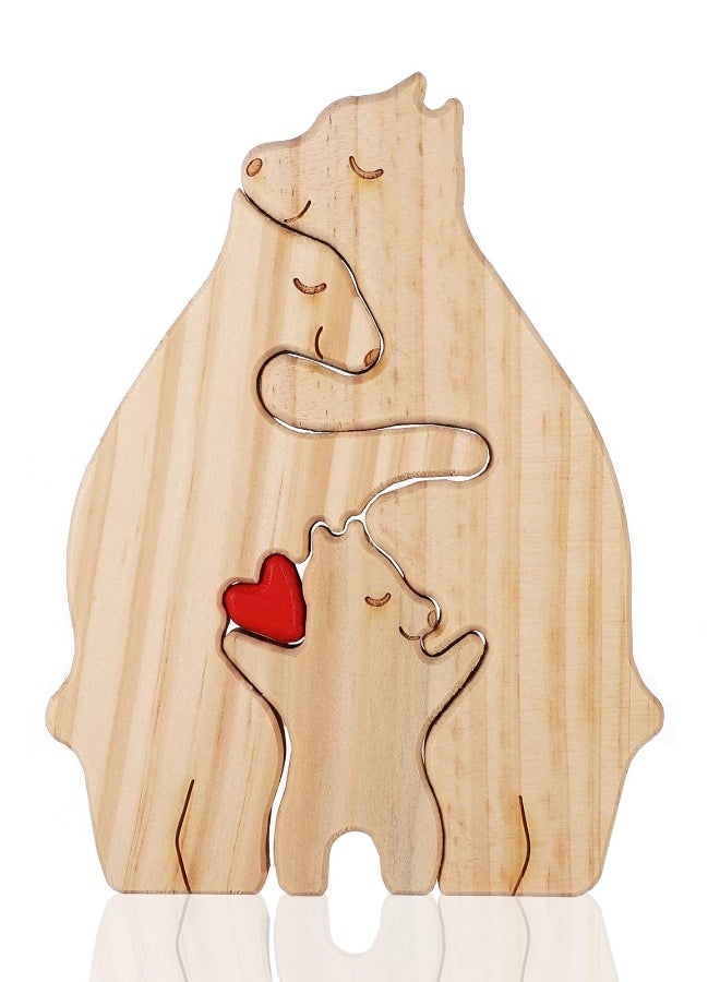 Personalized Family Name Puzzle, 3 Bears Wooden Bear Family Puzzle Decorative Wooden Bear Puzzle Creative Birthday Gifts for Parents Home Decor Housewarming Gifts - Image 1
