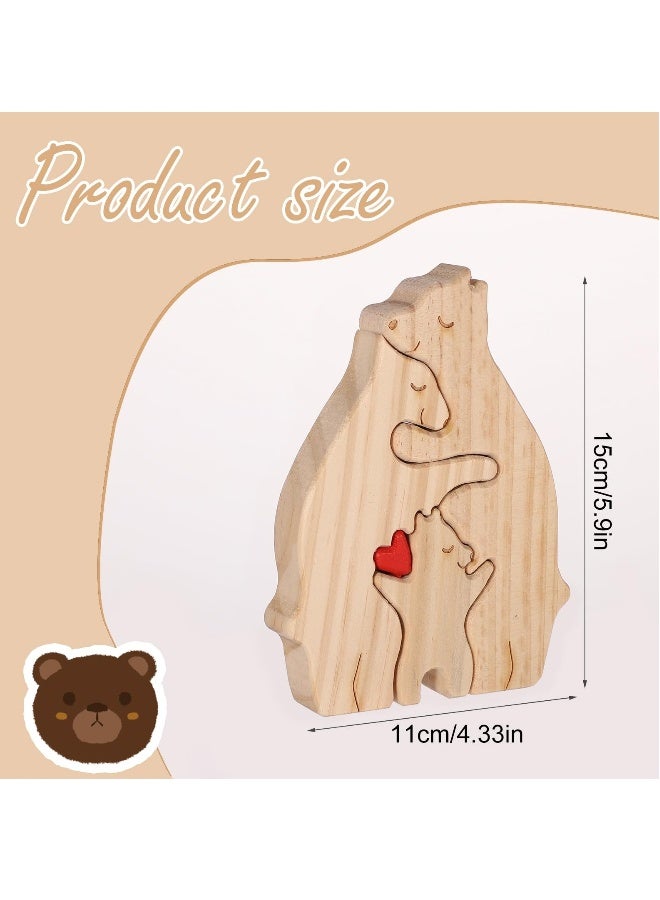 Personalized Family Name Puzzle, 3 Bears Wooden Bear Family Puzzle Decorative Wooden Bear Puzzle Creative Birthday Gifts for Parents Home Decor Housewarming Gifts - Image 2
