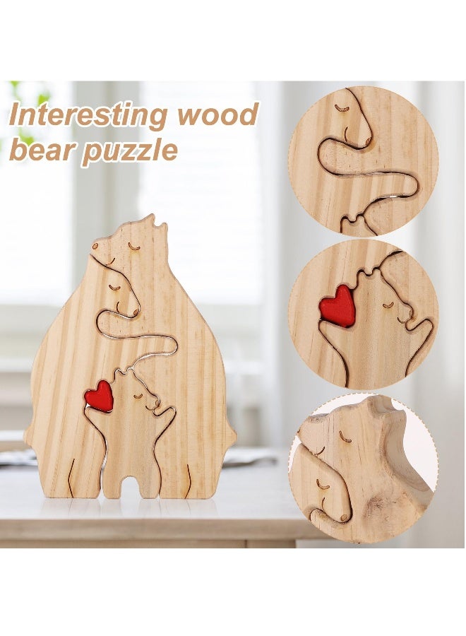 Personalized Family Name Puzzle, 3 Bears Wooden Bear Family Puzzle Decorative Wooden Bear Puzzle Creative Birthday Gifts for Parents Home Decor Housewarming Gifts - Image 4