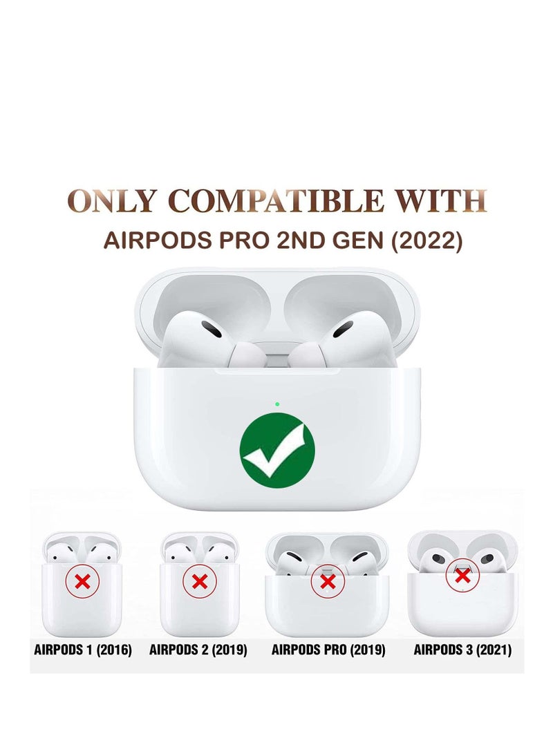 BORTONY AirPods Pro 2 Case Compatible with Wireless Charging Soft PU Leather Cover with Keychain Hook For Apple AirPod Pro 2  - Image 2