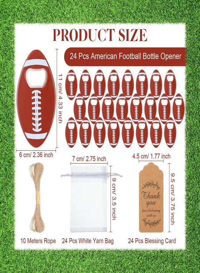 Layhit مجموعة Layhit المكونة من 24 فتاحة زجاجات على شكل كرة قدم أمريكية مع أكياس أورجانزا وبطاقات شكر، فتاحة زجاجات على شكل كرة قدم، هدايا مرحة بالجملة للرجال والنساء ومحبي الرياضة وطلاب الجامعات - Image 2