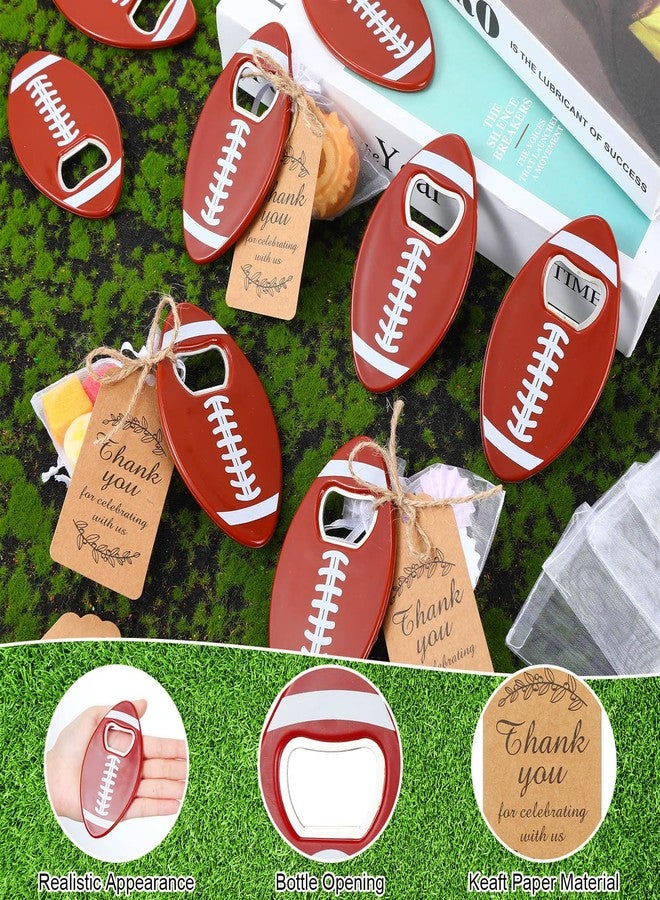 Layhit مجموعة Layhit المكونة من 24 فتاحة زجاجات على شكل كرة قدم أمريكية مع أكياس أورجانزا وبطاقات شكر، فتاحة زجاجات على شكل كرة قدم، هدايا مرحة بالجملة للرجال والنساء ومحبي الرياضة وطلاب الجامعات - Image 3