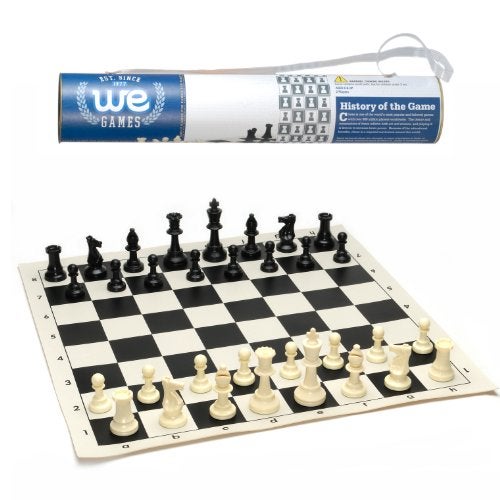 WE Games Chess Sets for Adults Chess Board is 17 in Chess Pieces with 308 inch King Travel Chess Set Board Games Storage in Convenient Portable Carry Tube Games for Adults - Image 1
