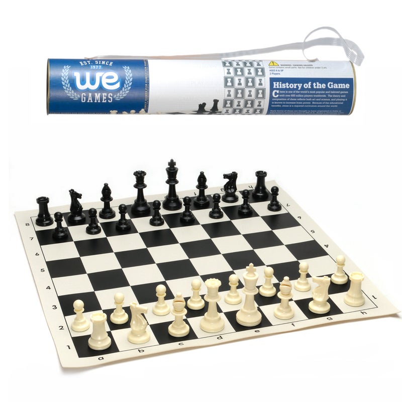 WE Games Chess Sets for Adults Chess Board is 17 in Chess Pieces with 308 inch King Travel Chess Set Board Games Storage in Convenient Portable Carry Tube Games for Adults - Image 3