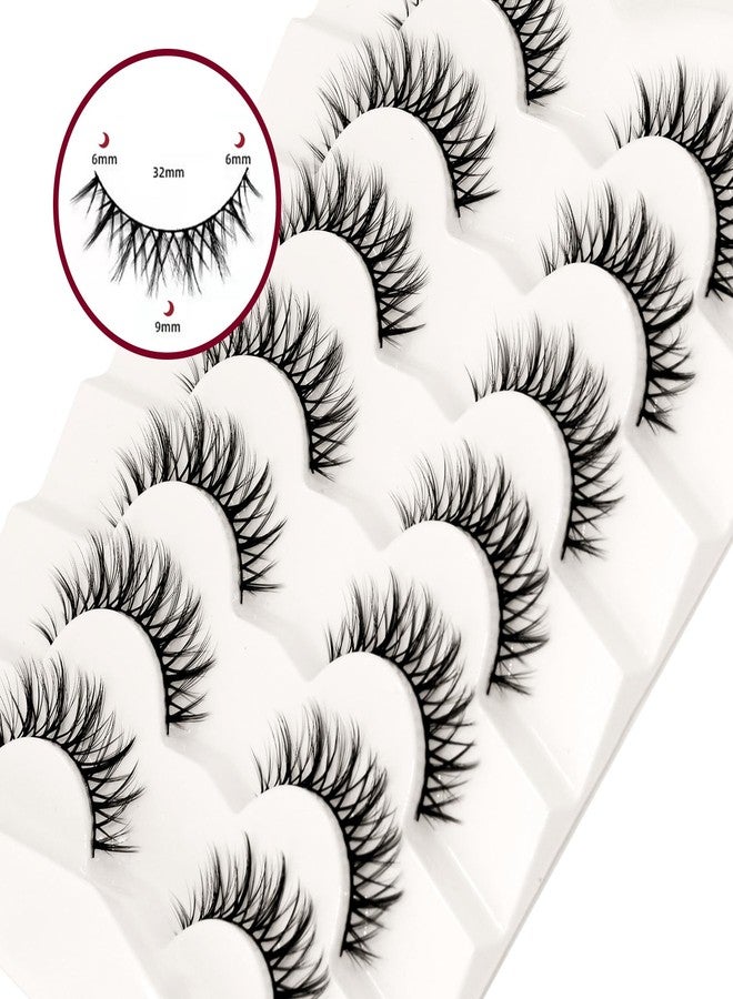 BERSHNOR Bluesmurfs False Eyelashes Ultra Thin Cotton Band Fake Lashes Natural Looking Eyelashes Fairy Fake Eyelashes 7 Pairs Pack - Image 2