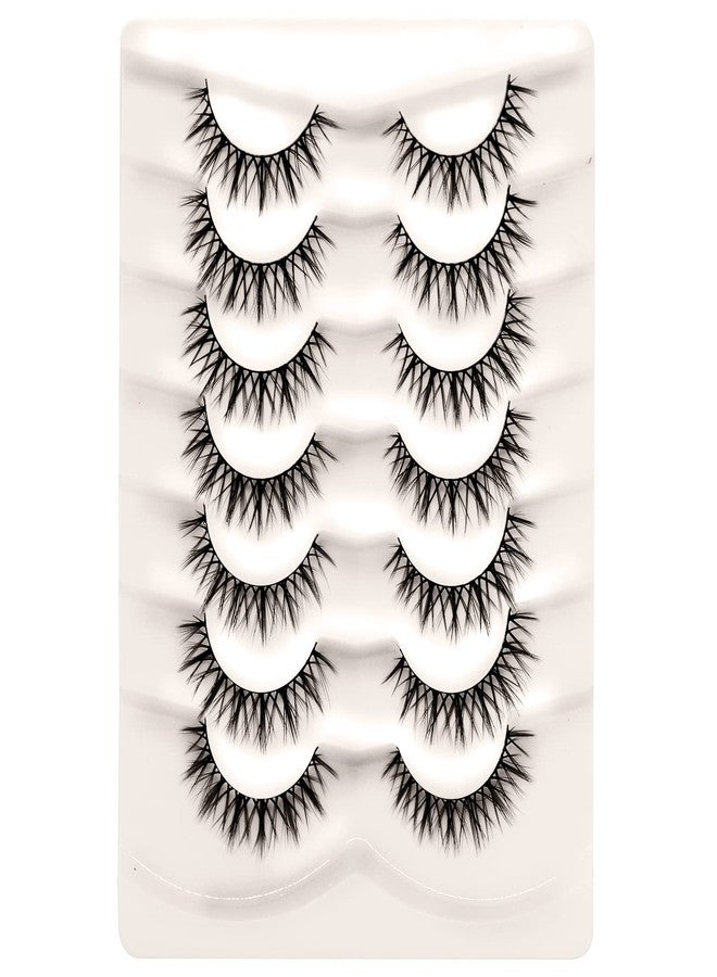 BERSHNOR Bluesmurfs False Eyelashes Ultra Thin Cotton Band Fake Lashes Natural Looking Eyelashes Fairy Fake Eyelashes 7 Pairs Pack - Image 1