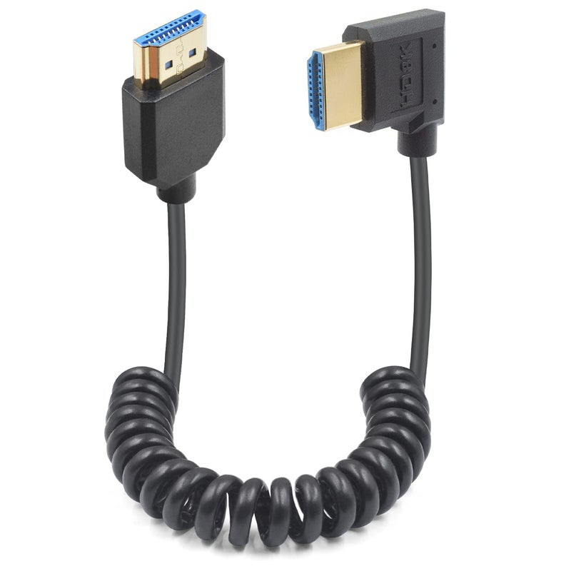 دوتك كابل HDMI بزاوية قائمة من بدقة 8K بطول 1-4 أقدام، كابل HDMI ملفوف بسرعة 48 جيجابت في الثانية، كابل HDMI ملفوف فائق النحافة من ذكر إلى ذكر يدعم HDR الديناميكي، بدقة 8K@60Hz متوافق مع الإصدارات السابقة لدقة 4K فائقة الوضوح و1080p و3D - Image 1