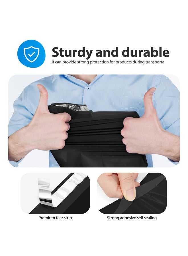 Fuxury أكياس بولي ميلر 12X15.5" 100 قطعة للملابس/تي شيرت/قميص، أظرف شحن بلاستيكية للأعمال الصغيرة، أكياس شحن ذاتية الإغلاق بالجملة - أسود - Image 4