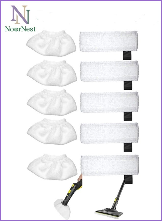 10 Pack Cloth Set Mopping Pads Replacement for Karchers SC2/ SC3/ SC4/ SC5 Microfiber Mopping Pads Cloth Accessories(for Karchers 5Rag Nozzle Covers & for Karchers 5 Microfiber Mopping Pads) - White  - Image 1