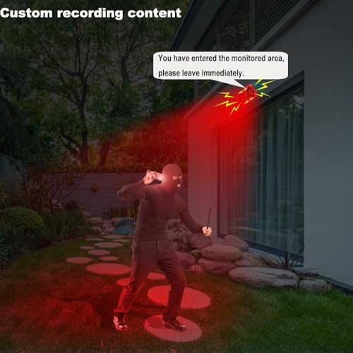 Comboss Solar Outdoor Motion Sensor Alarm - Barking Dog Sound With 2 * 130db Noise Maker & 13LED Strobe Light, Support Recording, for Home Security (1 Pack) - Image 5