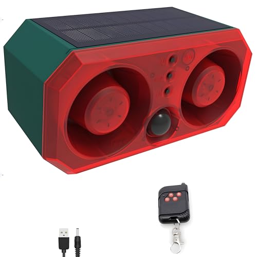 Comboss Solar Outdoor Motion Sensor Alarm - Barking Dog Sound With 2 * 130db Noise Maker & 13LED Strobe Light, Support Recording, for Home Security (1 Pack) - Image 1