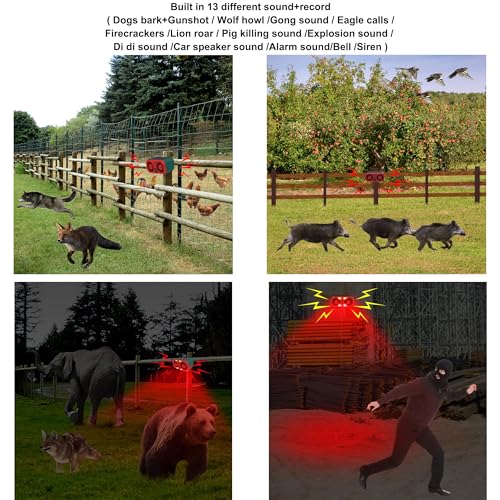 Comboss Solar Outdoor Motion Sensor Alarm - Barking Dog Sound With 2 * 130db Noise Maker & 13LED Strobe Light, Support Recording, for Home Security (1 Pack) - Image 4
