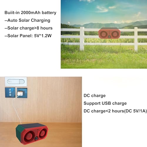 Comboss Solar Outdoor Motion Sensor Alarm - Barking Dog Sound With 2 * 130db Noise Maker & 13LED Strobe Light, Support Recording, for Home Security (1 Pack) - Image 3